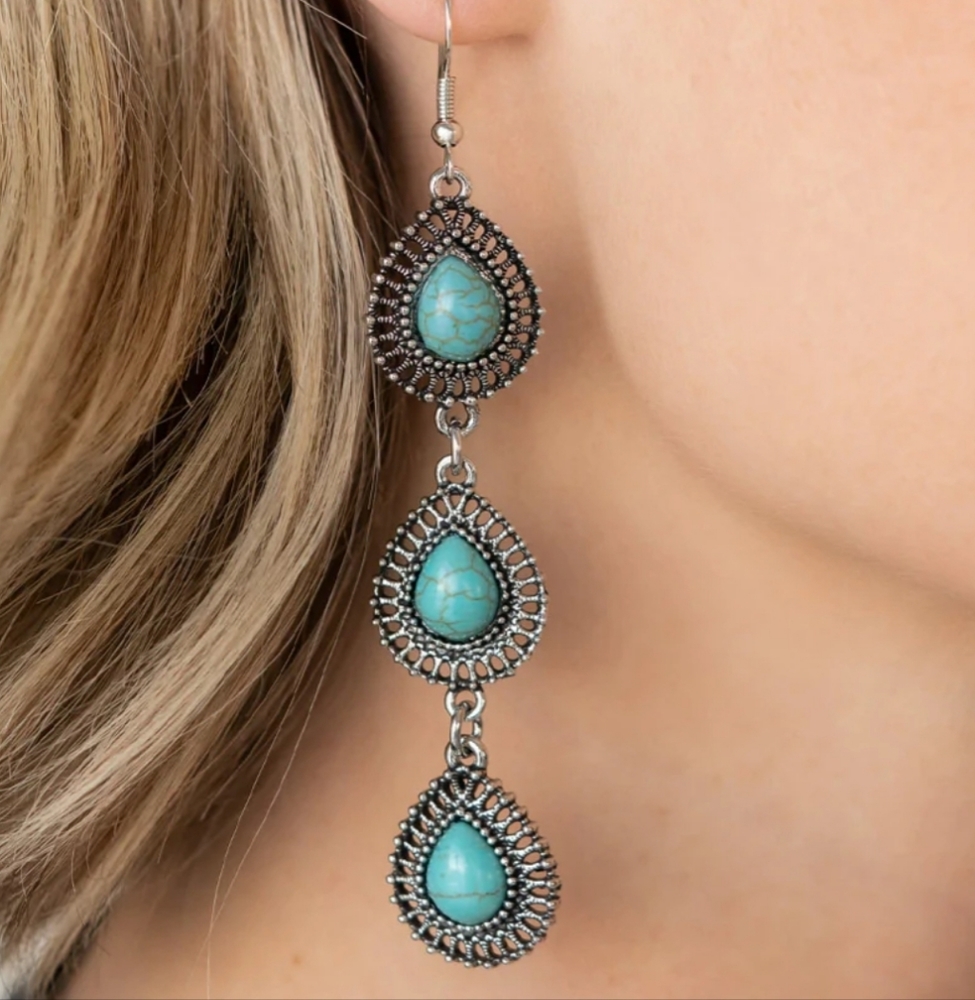 Paparazzi Desertscape Dweller Earrings - Blue - Picture 2 of 2